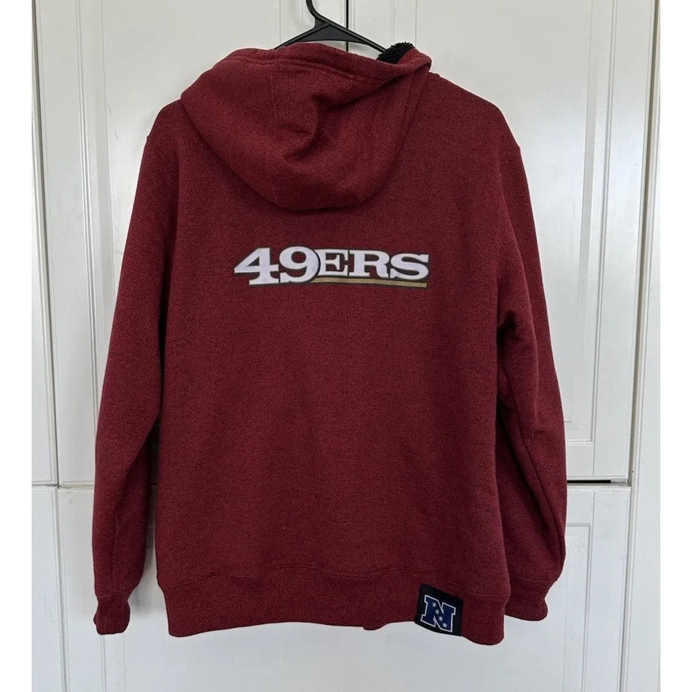 NFL 49ERS Zip Up Hoodie W/sherpa Lining Sz M Embroidered Letters